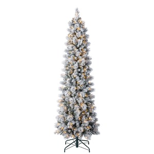 7ft. Pre-Lit Flocked Slim Artificial Christmas Tree