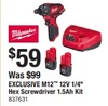 M12 12V 1/4-in Hex Screwdriver 1.5Ah Kit