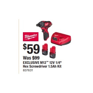 M12 12V 1/4-in Hex Screwdriver 1.5Ah Kit