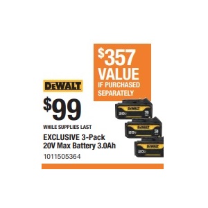 3-Pack 20V Max Battery 3.0Ah