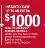 Save up to $1000 on Select Appliances
