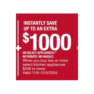 Save up to $1000 on Select Appliances
