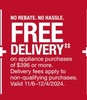 Free Shipping on appliance purchases of $396 or more
