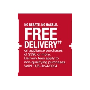 Free Shipping on appliance purchases of $396 or more
