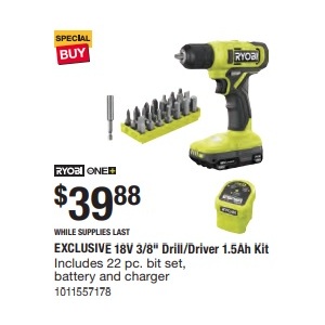 RYOBI 18V 3/8-in Drill/Driver 1.5Ah Kit