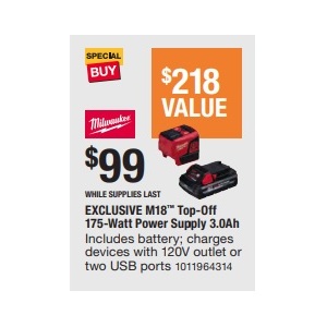 Milwaukee M18 Top-Off 175-Watt Power Supply 3.0Ah