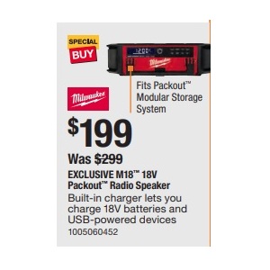 Milwaukee M18 18V Packout Radio Speaker