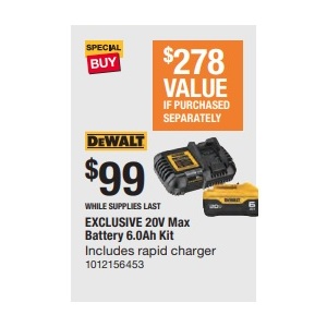 DEWALT 20V Max Battery 6.0Ah Kit