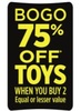BOGO 75% Off Toys When You Buy 2 Equal Or Lesser Value