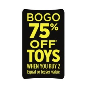 BOGO 75% Off Toys When You Buy 2 Equal Or Lesser Value