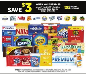 Save $3 When You Spend $9 On Any Nabisco Cookies, Crackers, Bars, Cough Drops Or Candy