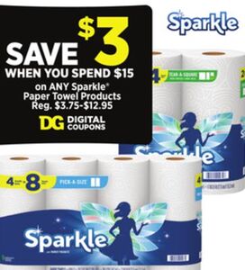 Save $3 When You Spend $15 on Any Sparkle Paper Towel Products