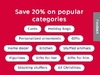 Save 20% on popular categories
