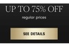 Up to 75% off Regular Prices