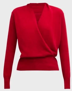 Neiman Marcus Cashmere Collection Cashmere Faux Wrap Sweater