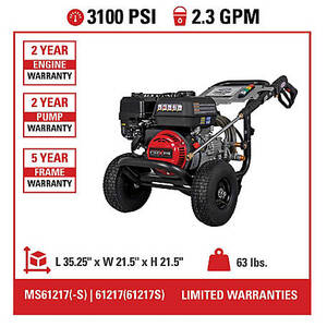Save $100 SIMPSON 3,100 PSI Gas Pressure Washer