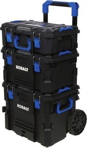 Kobalt CASESTACK 21.5-in W x 44.7-in H x 17.2-in D Black Plastic Rolling Tool Box
