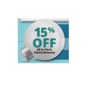15% off all in stock Vehicle Batteries