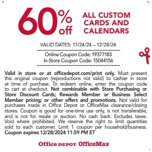 60% Off ALL CUSTOM CARDS AND CALENDARS