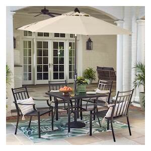 Style Selections Ashton 5 -Piece Black Patio Dining Set Steel Square Table