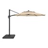 Hampton Bay 11 ft. Aluminum Cantilever Solar LED Offset Patio Umbrella in Putty Beige