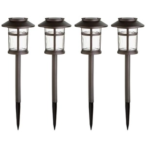 Hampton Bay Duncan 10 Lumen Bronze LED Weather Resistant Outdoor Solar Path Light with Plastic Lens 4-Pack