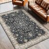 Black Boho Living Room Rug 5x7, Washable Dark