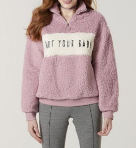 Amplify Juniors' Half-Zip Teddy Fleece Pullover - Not Your Babe