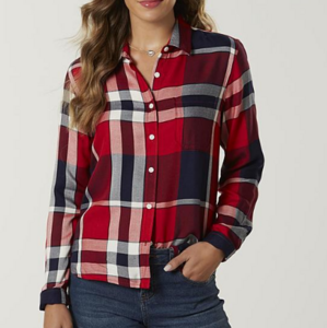 Roebuck & Co. Womens Long Sleeve Button Front Shirt